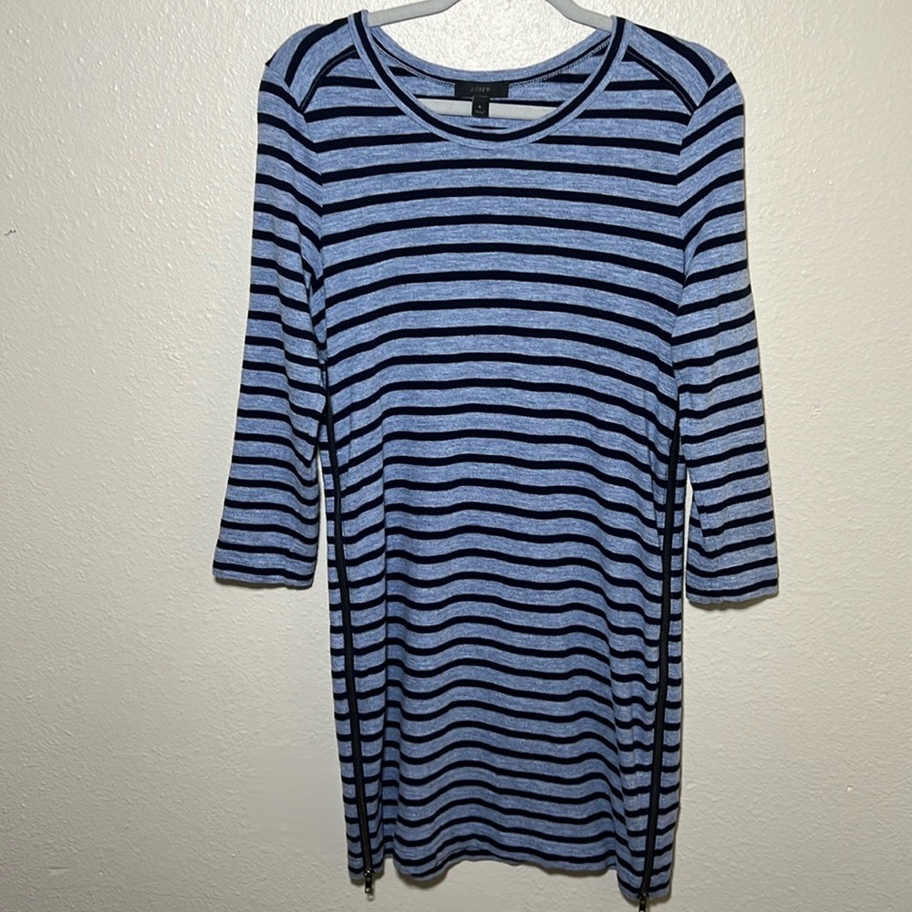 J. Crew Blue/ Navy Side Zipper T Shirt Dress Size Small - Picture 2 of 6